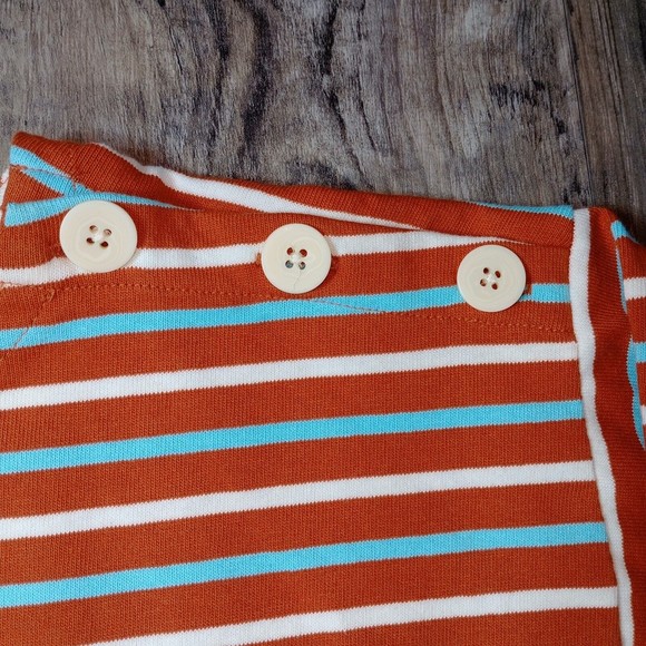 NWT   J Crew Long Sleeve Striped Top Women's Size Large 100% Cotton Orange Blue - Picture 3 of 12